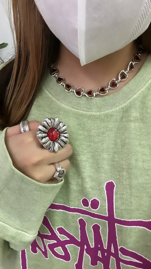 Otro Accesorio - Hearts Charm Layered Chocker