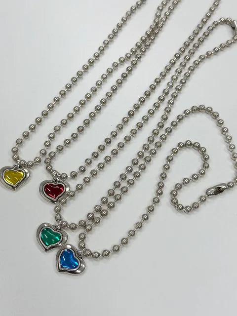 Otro Accesorio - beaded chain necklace with heart
