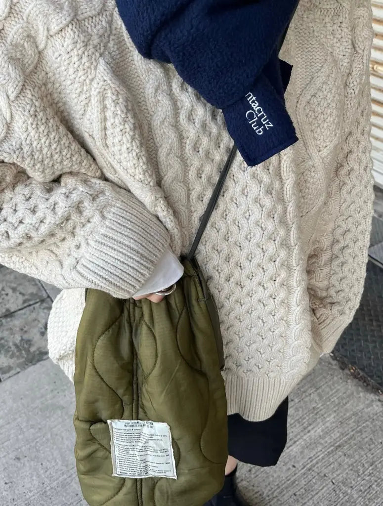 日本 VINTAGE REMADE 古著軍用夾棉再造索索袋