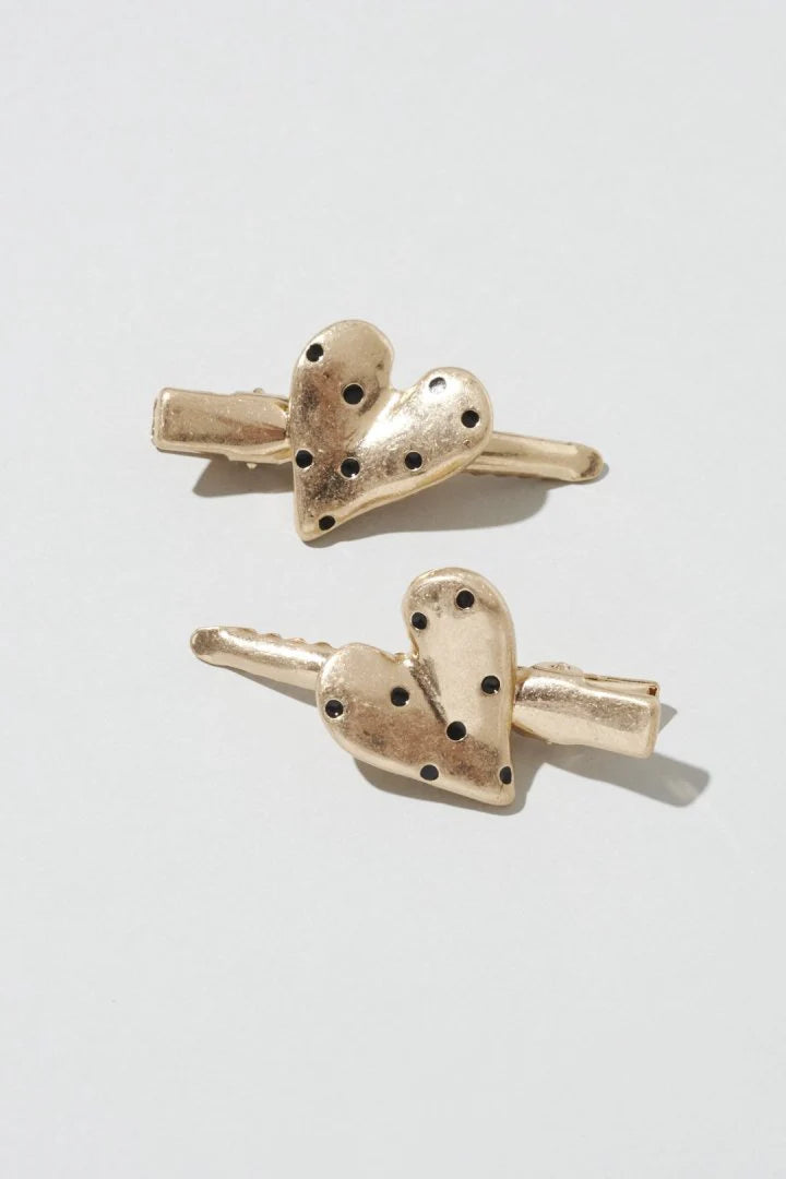 JP Dot Heart Metal Set Hair Clip
