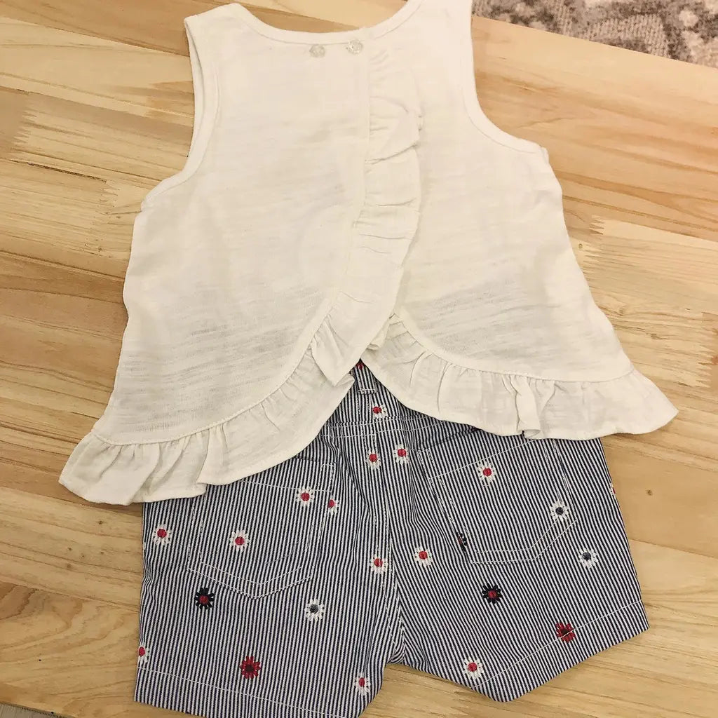 現貨｜Tommy Hilfiger Baby Girls' 2pcs Shorts Set - White/Stripes