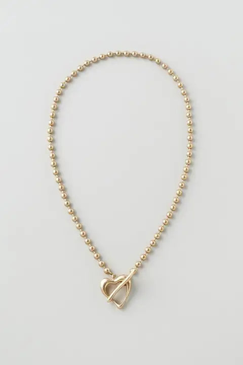 JP Heart Mantel Ball Chain Necklace