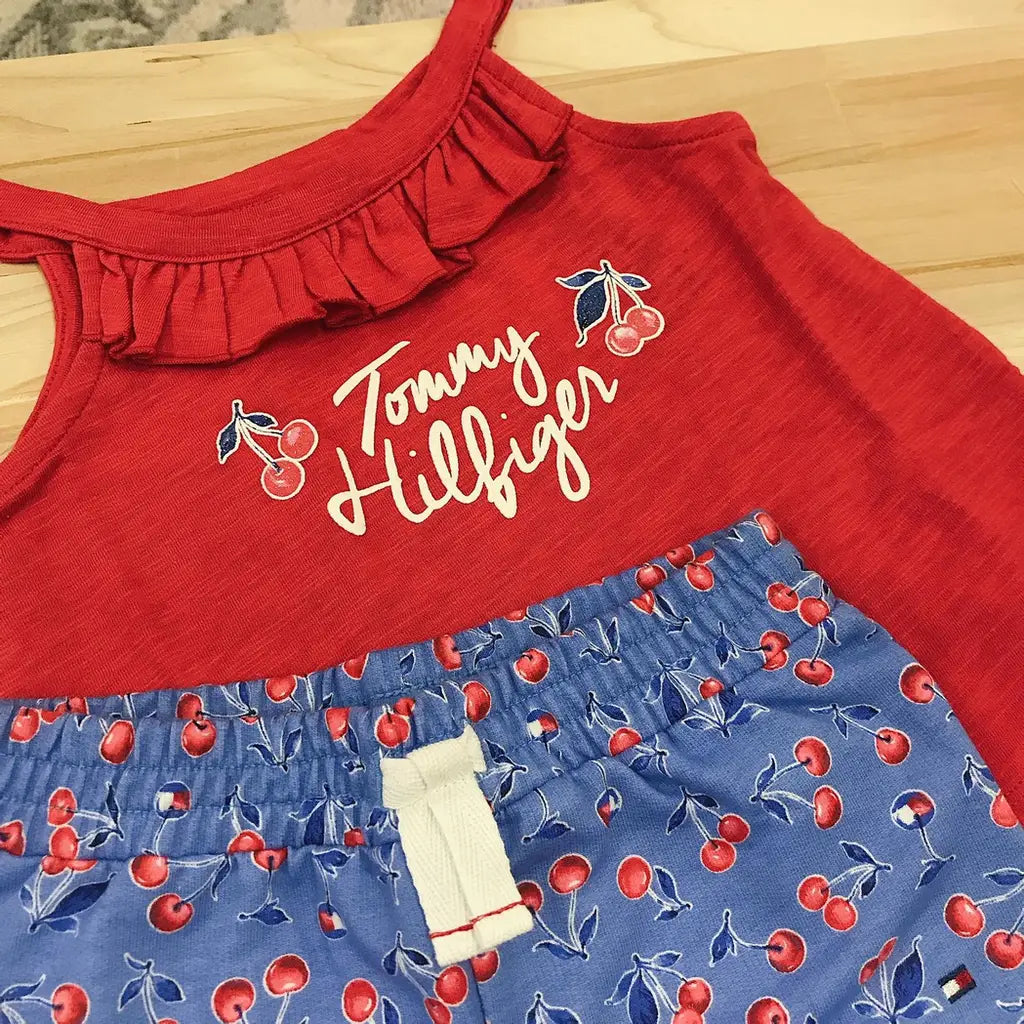 現貨｜Tommy Hilfiger Baby Girls' 2pcs Shorts Set, Red/Blue