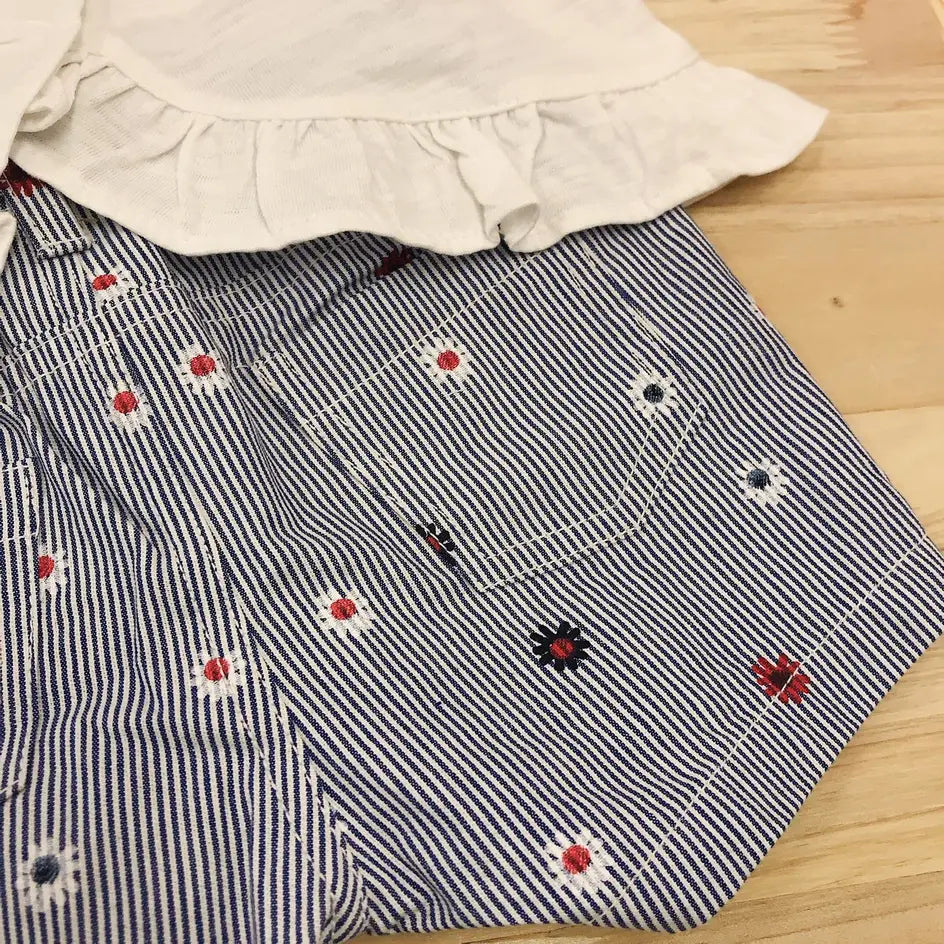 現貨｜Tommy Hilfiger Baby Girls' 2pcs Shorts Set - White/Stripes
