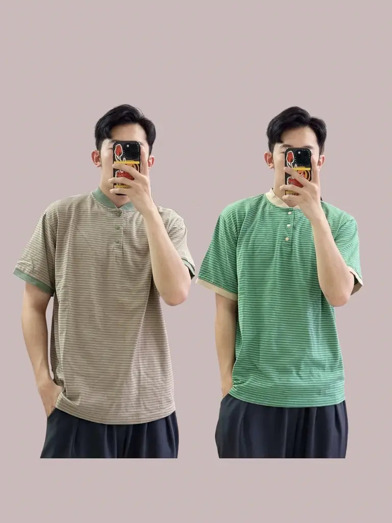 亨利領橫紋Tee