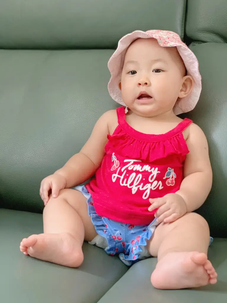現貨｜Tommy Hilfiger Baby Girls' 2pcs Shorts Set, Red/Blue