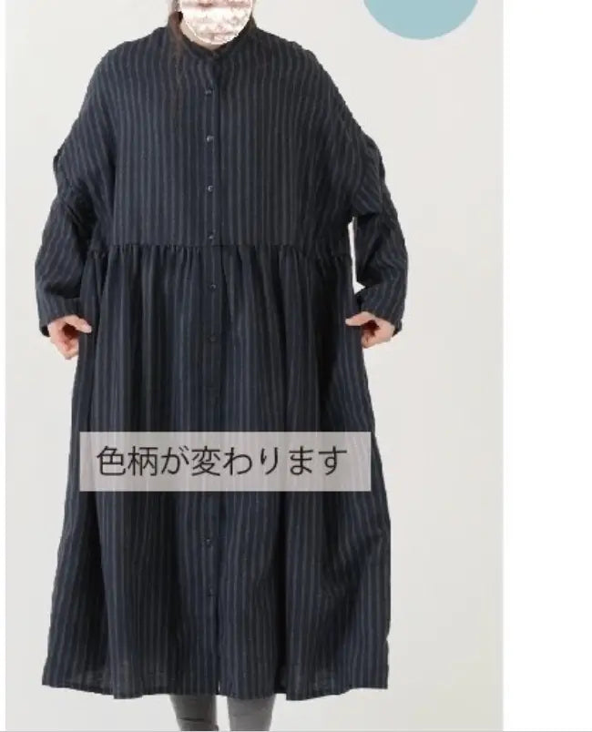 日本圓領娃娃長袖傘裙 - 條子／格子