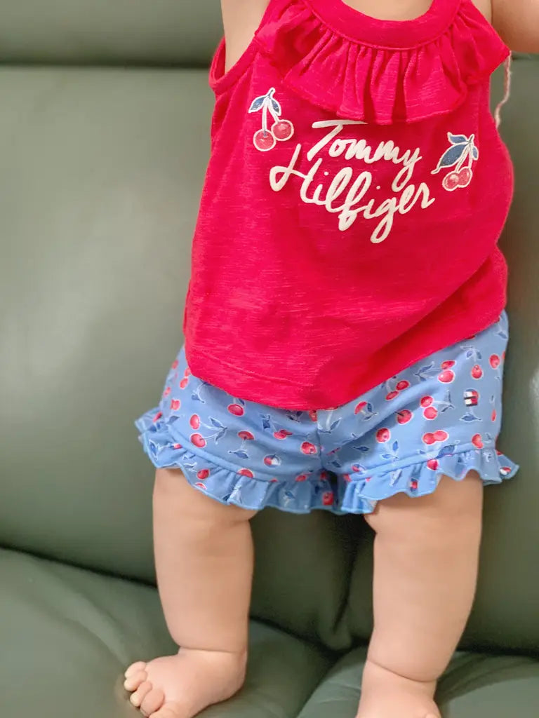 現貨｜Tommy Hilfiger Baby Girls' 2pcs Shorts Set, Red/Blue