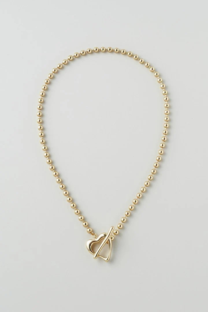 JP Heart Mantel Ball Chain Necklace