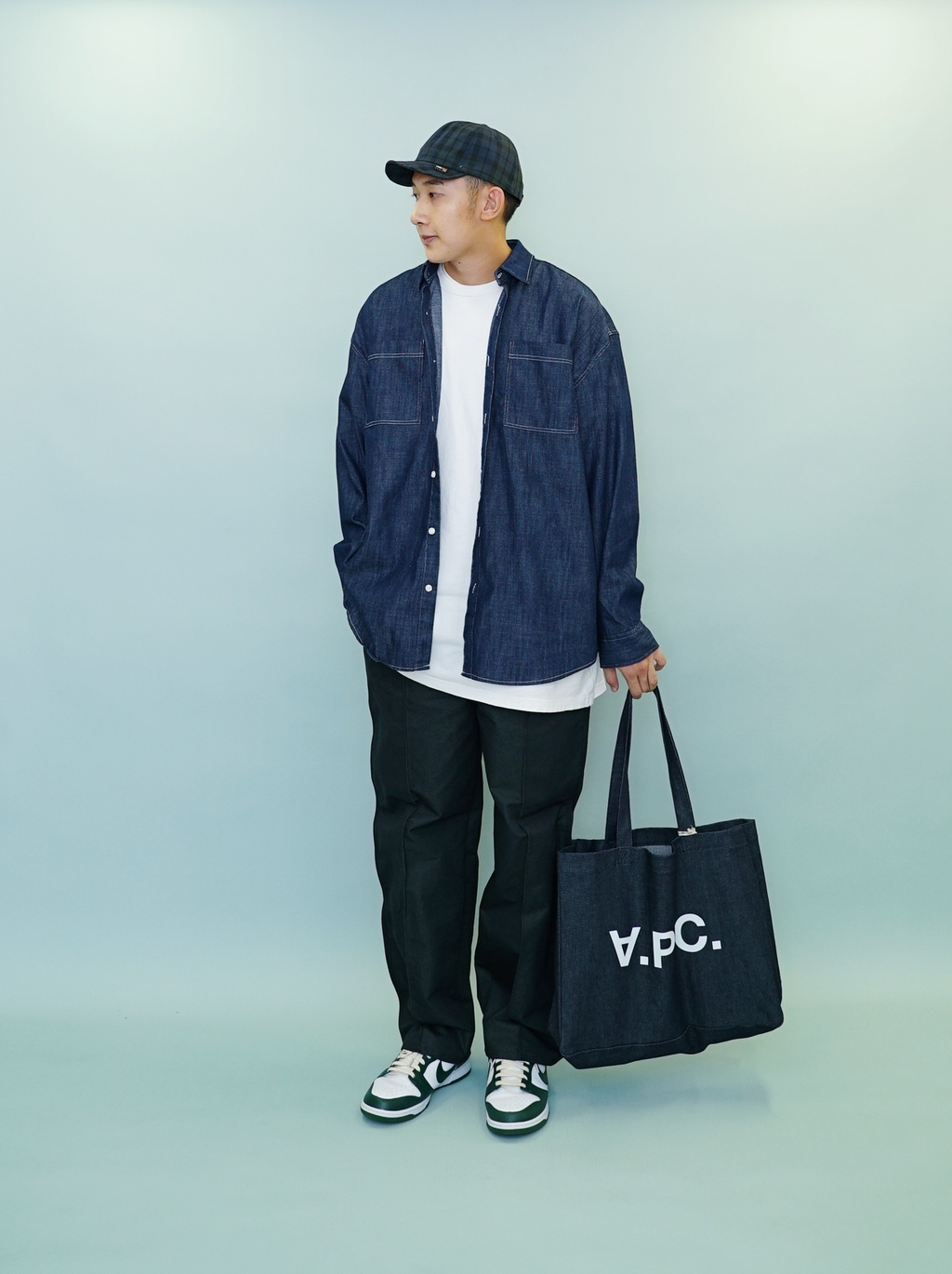 現貨｜立體細摺牛仔闊褲