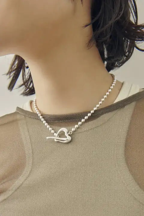 JP Heart Mantel Ball Chain Necklace