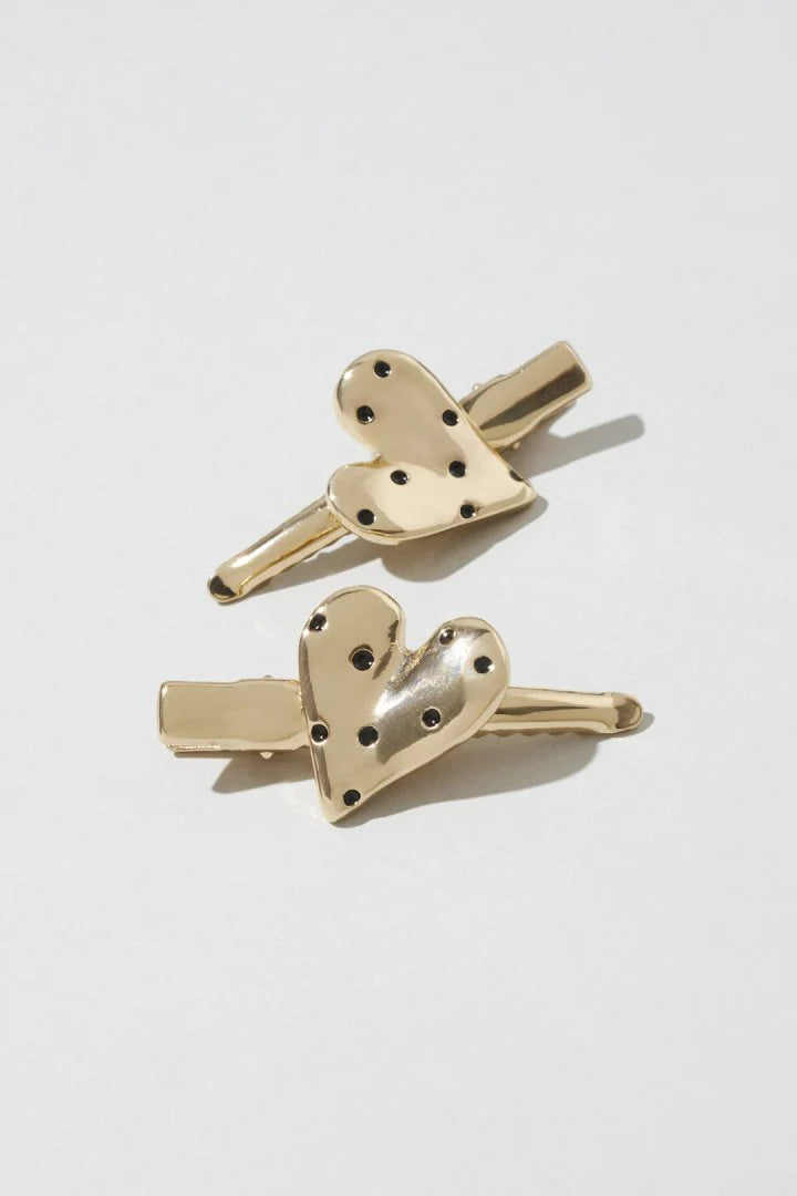JP Dot Heart Metal Set Hair Clip