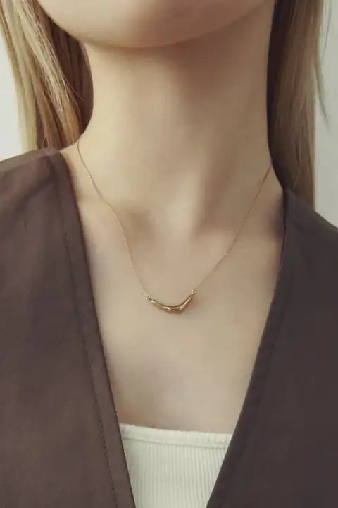 JP Nuance Crescent Stainless Steel Necklace