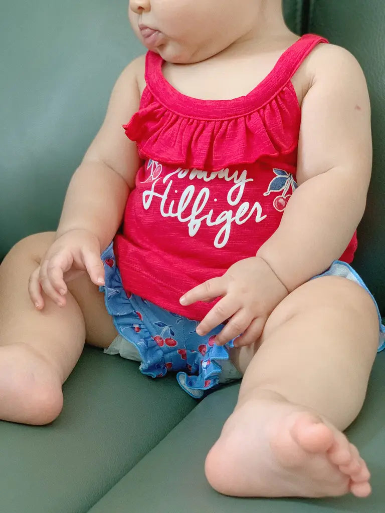 現貨｜Tommy Hilfiger Baby Girls' 2pcs Shorts Set, Red/Blue