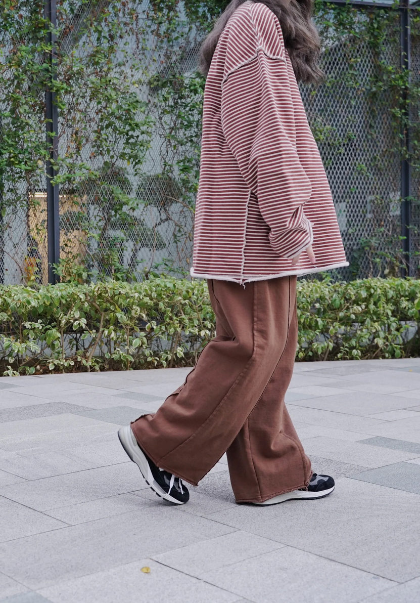 現貨｜韓國製反車線橫間絨毛長袖TEE - UNISEX