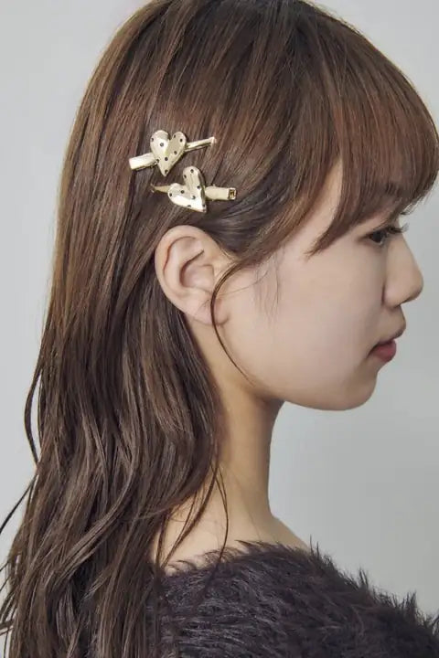 JP Dot Heart Metal Set Hair Clip