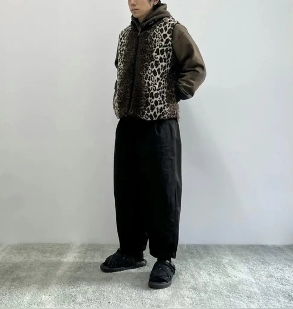 KR-豹紋羊毛里背心外套