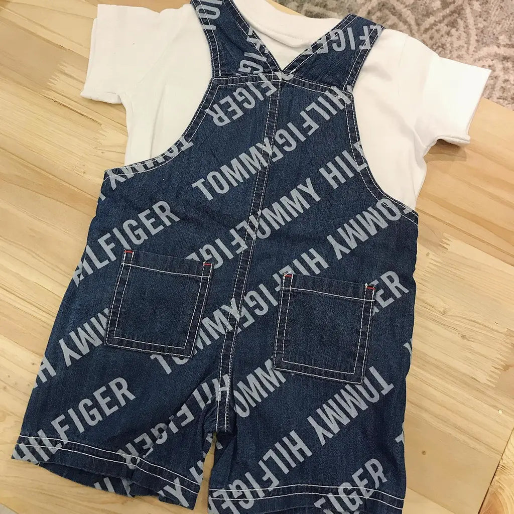 現貨｜Tommy Hilfiger Baby Boys' 2pcs Shortall - Denim/White