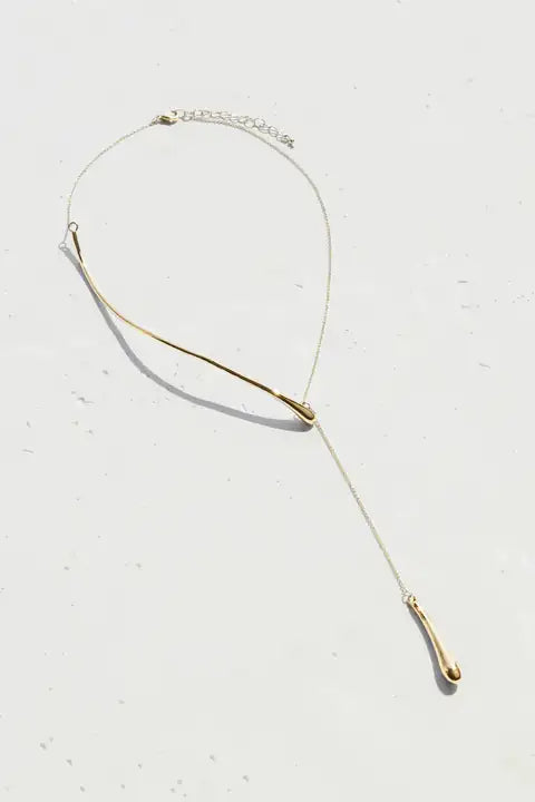 JP Curved Metal "Y" Shape Necklace