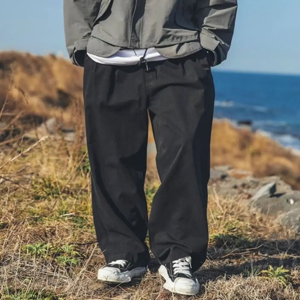 現貨｜百搭前扣寬鬆直筒褲 - UNISEX