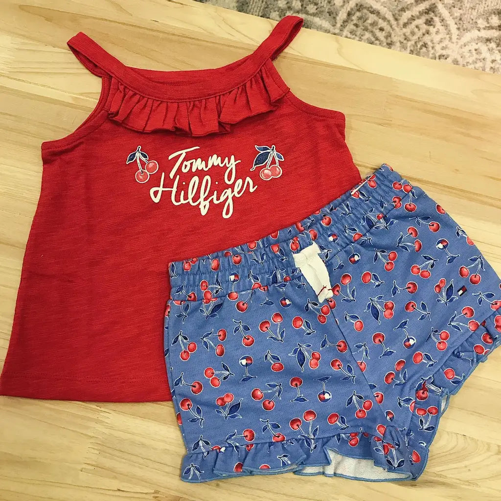 現貨｜Tommy Hilfiger Baby Girls' 2pcs Shorts Set, Red/Blue
