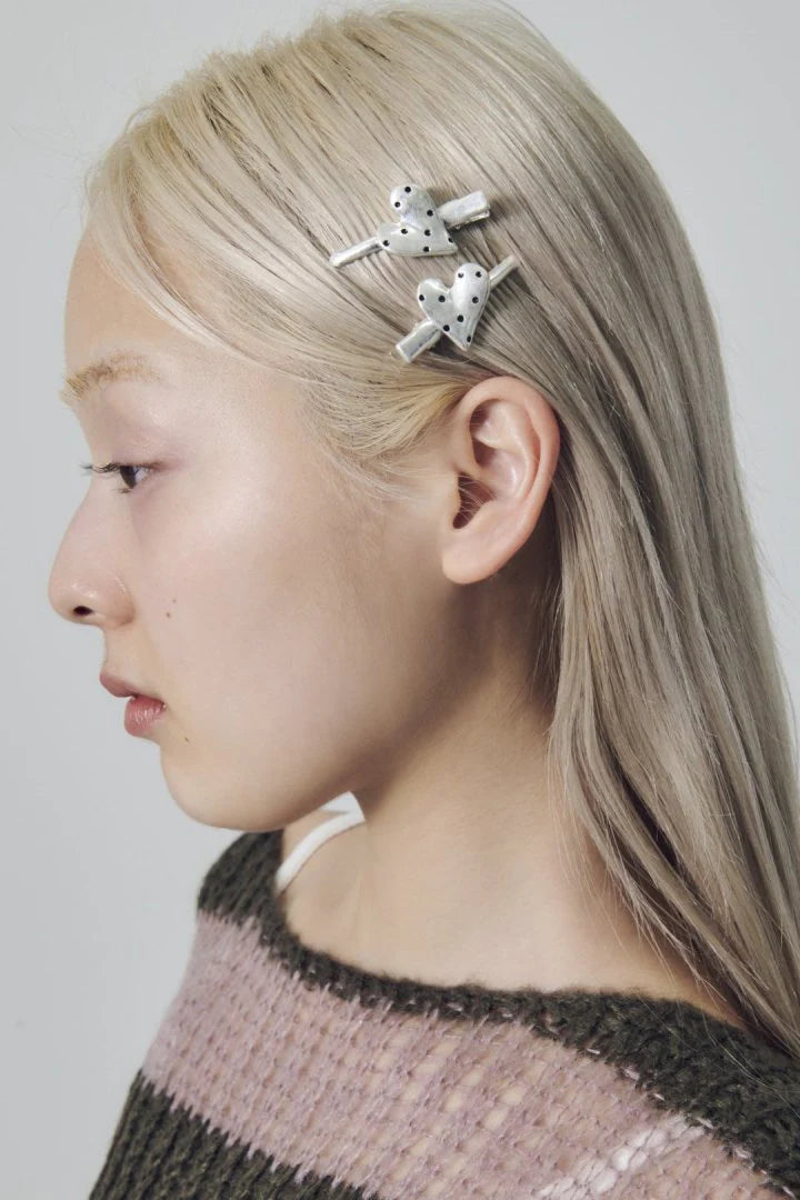 JP Dot Heart Metal Set Hair Clip