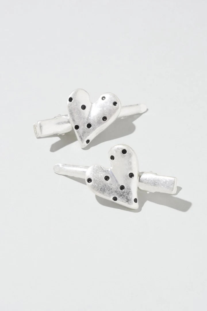 JP Dot Heart Metal Set Hair Clip