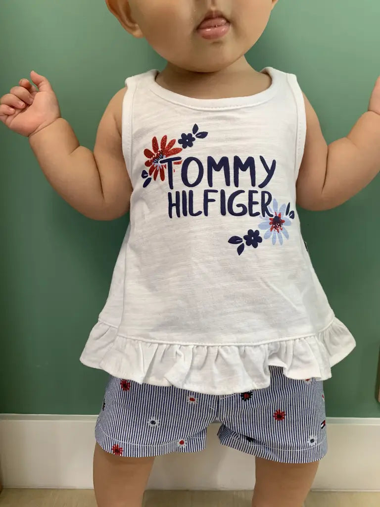 現貨｜Tommy Hilfiger Baby Girls' 2pcs Shorts Set - White/Stripes