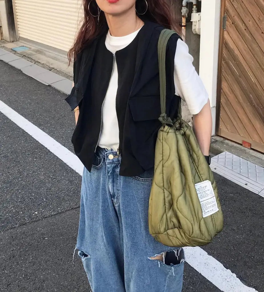 日本 VINTAGE REMADE 古著軍用夾棉再造索索袋