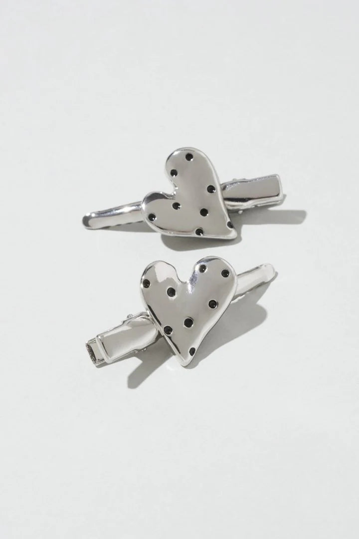 JP Dot Heart Metal Set Hair Clip