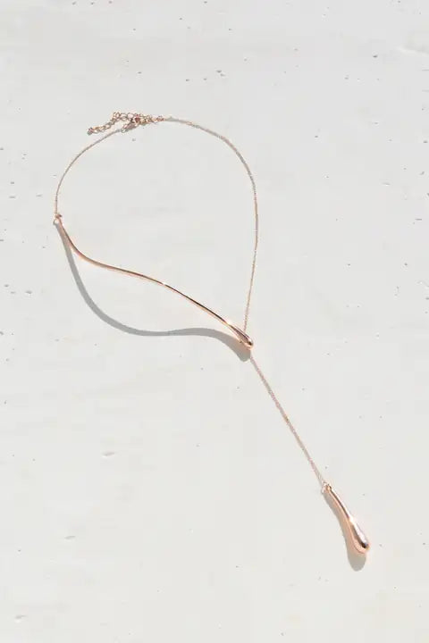 JP Curved Metal "Y" Shape Necklace