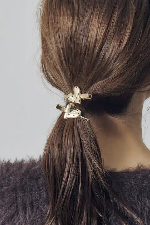 JP Dot Heart Metal Set Hair Clip